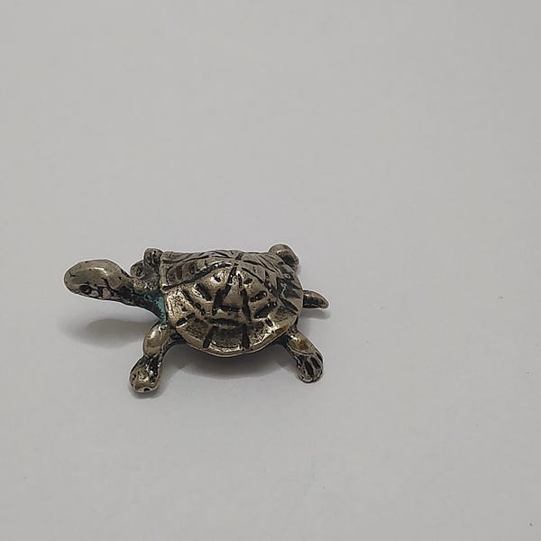 Vintage Italiaanse 800 zilveren schildpadminiatuur, geluksbrenger, verzameldier talisman
