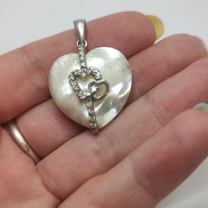 Vintage Sterling silver 925 heart pendant,shell heart pendant,silver heart