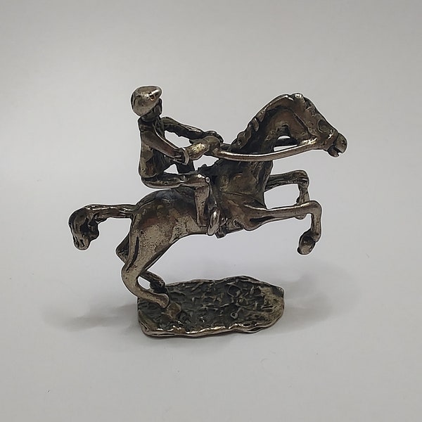 Vintage italian designer 800 Solid Silver Horse Figurine Sterling Silver Horse Rider Sculpture, Vintage Home Decor, Equestrian Gift