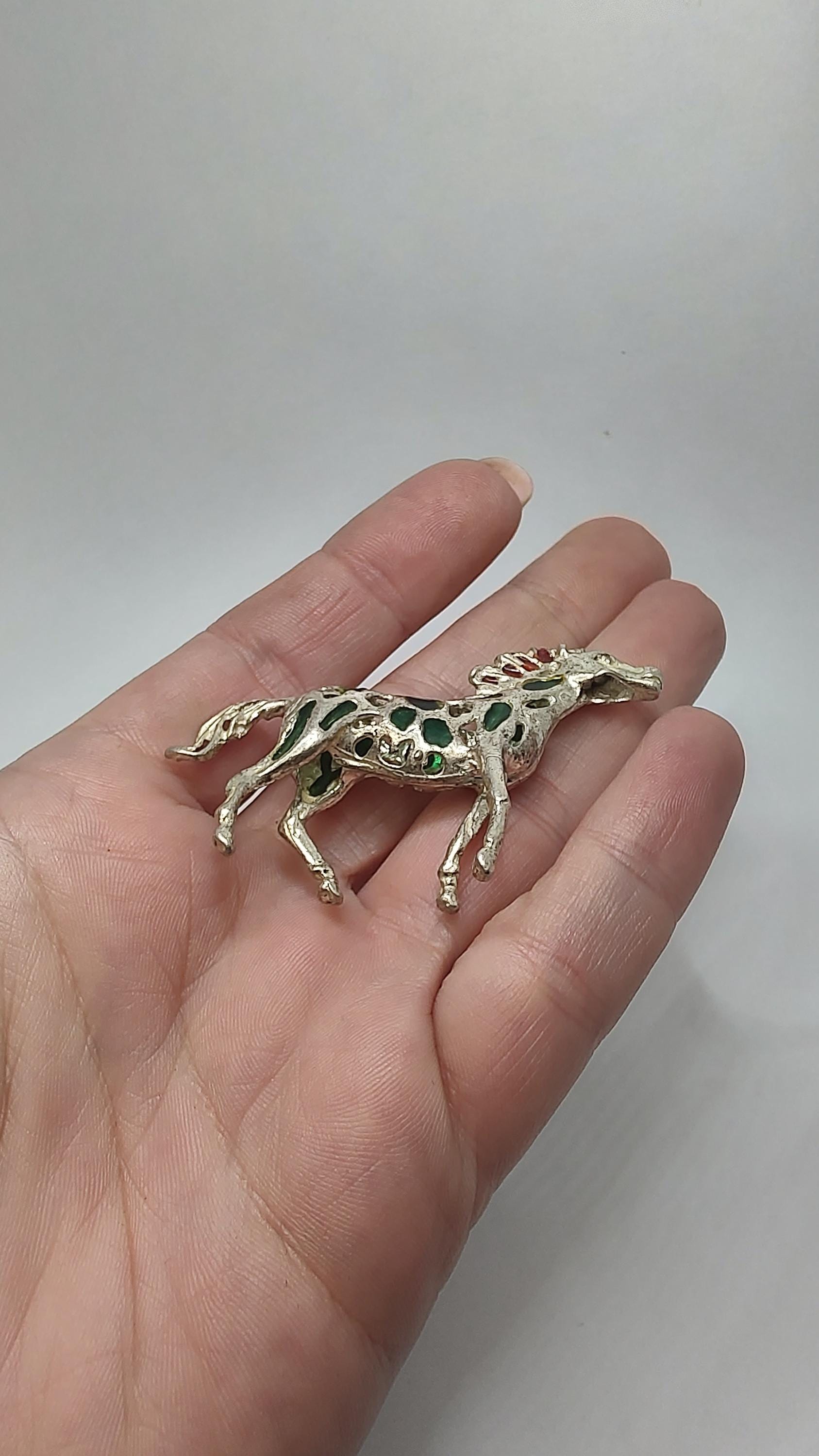 Vintage 銀製　動物のフィギュリン　ADAC　スターリングシルバー Vintage Chinese Gilt Filigree Silver & Enamel Birds Of