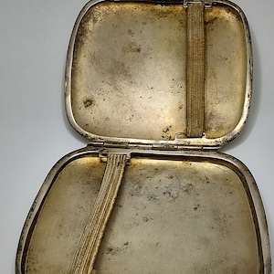 Porta tabacco in alpacca vintage firmato, scatola per sigarette in alpacca
