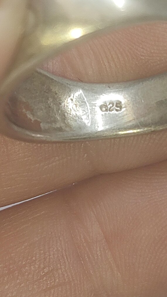 Sterling Silver Shell Inlay Ring: Geometric Boho … - image 6