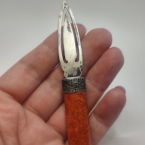 Rare Italian Designer Large 925 silver Bookmark, sterling silver and wood Bookmark