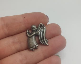 Vintage 925 Sterling Silver Angel Pendant, Guardian Angel Charm, Religious Symbol Jewelry (25 mm)