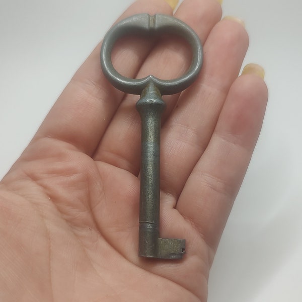 Llave maestra antigua auténtica, llave de metal para muebles antiguos