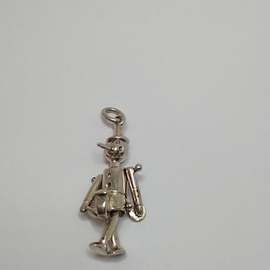 Rare Articulated Pinocchio Puppet hallmarked Solid Silver Pendant,antique silver pinocchio puppet