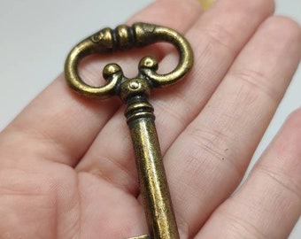 Authentieke oude koperen loper, antieke Engelse meubelsleutel