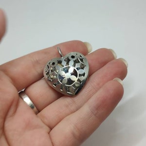 Vintage Sterling silver signed heart pendant,925 heart pendant