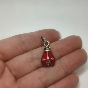Vintage sterling silver and enameled insect lady bug Pendant,925 ladybug charm pendant