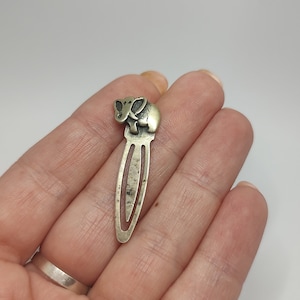 Vintage sterling silver Elephant Bookmark,small 925 kids designer bookmark