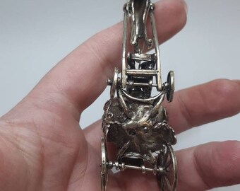 ビンテージ ヨーロッパ 皇室 馬車 ミニチュア 銀835 シルバー スターリング 純銀製シンデレラかぼちゃ馬車ミニチュア、スターリングシルバーの馬車