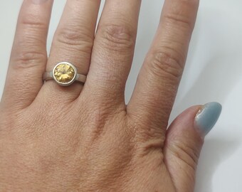 Vintage Sterling Silber Citrin Ring, verzierten 925 Edelstein, November Birthstone Schmuck