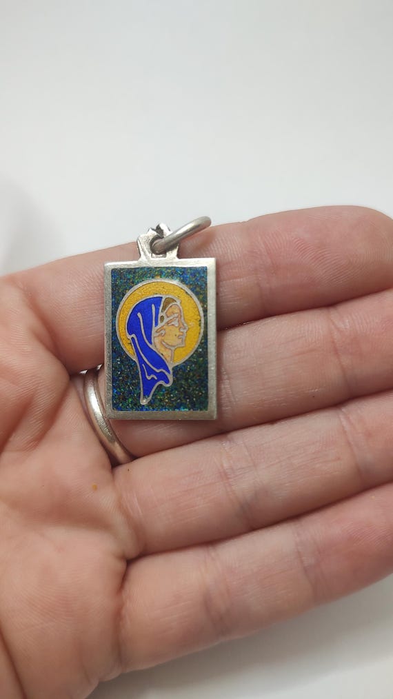 Vintage Mosaic solid silver pendant,hallmarked re… - image 6