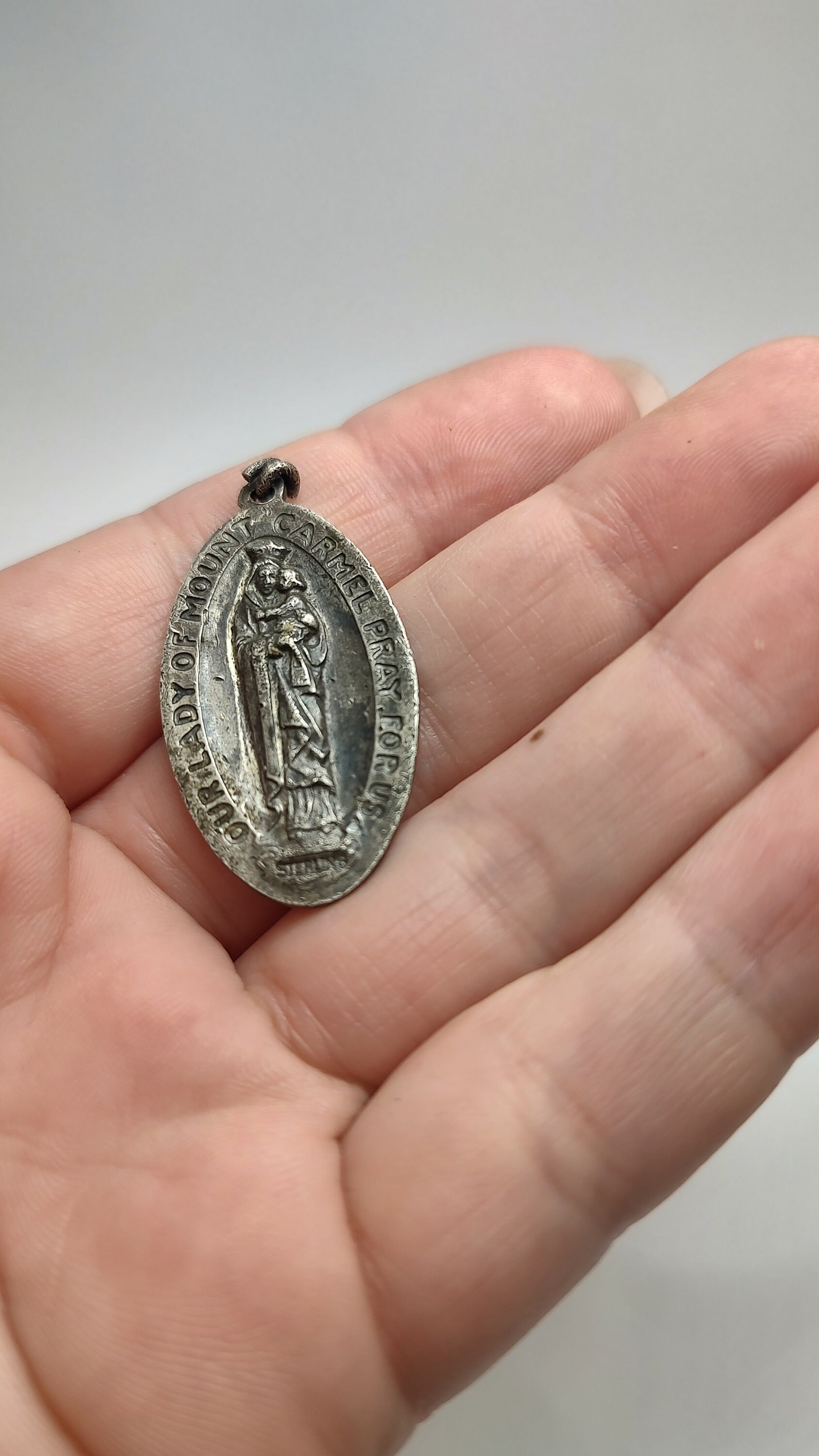 Vintage Catholic Sacred Heart of Jesus Our Lady Mount Carmel Sterling ...