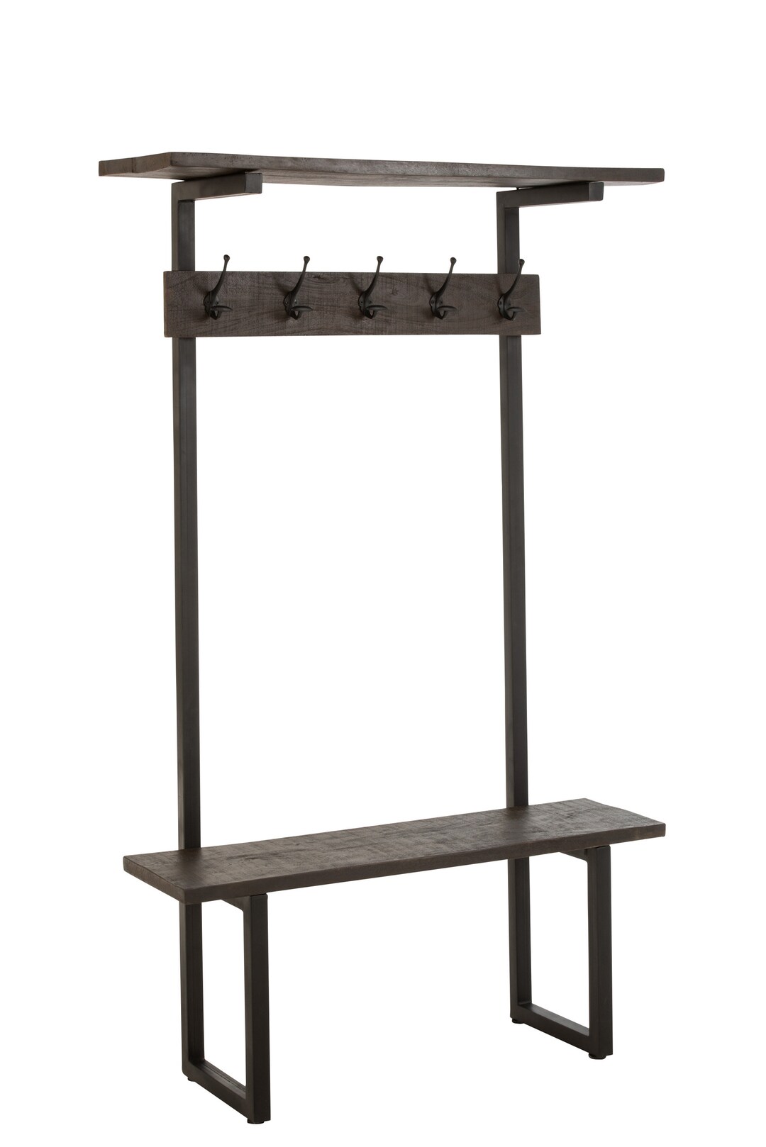 Large Coat Rack With Bench, Clothes Rack Industrial Design Mango Wood