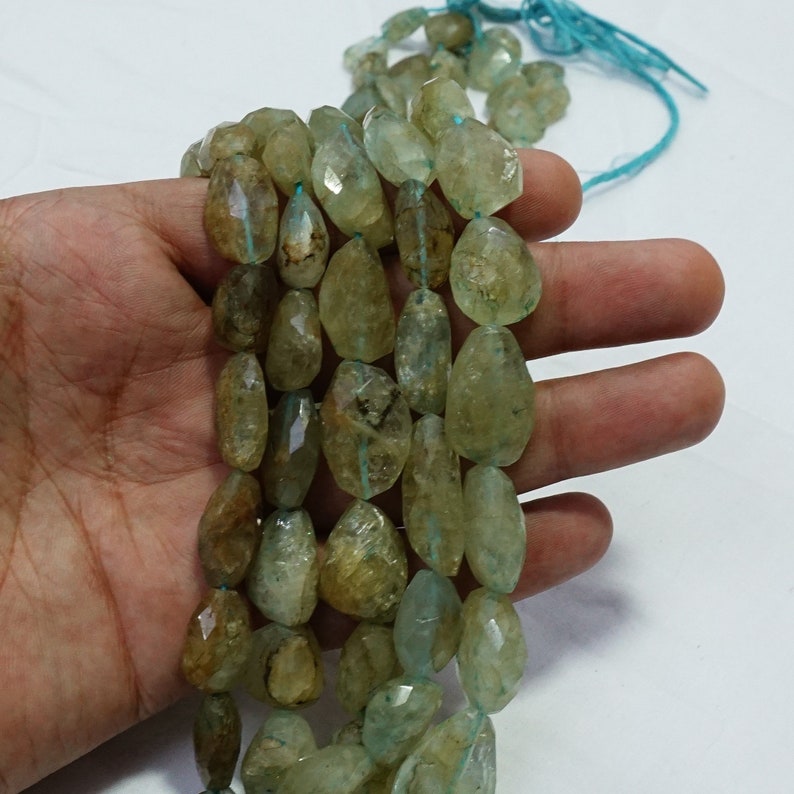 Wholesale Loose Beads 15 Long Semiprecious Stone beads loose beads 1 Strand Natural Aquamarine Nugget Faceted Gemstone Beads