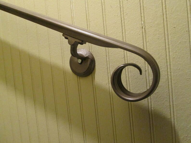 Iron handrail 4 ft long Stair handrail Wall handrail Iron Etsy