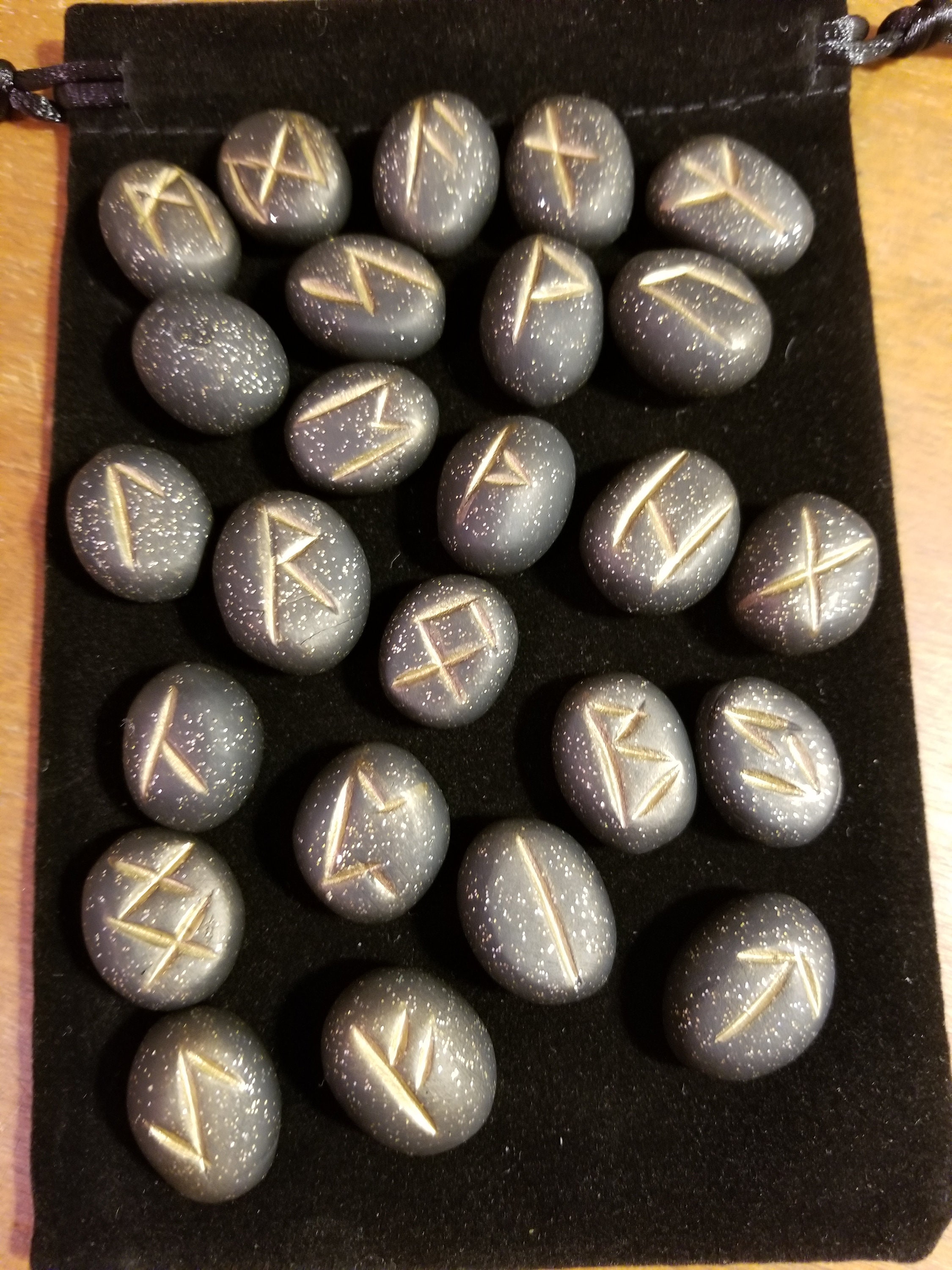 Runes, black with gold