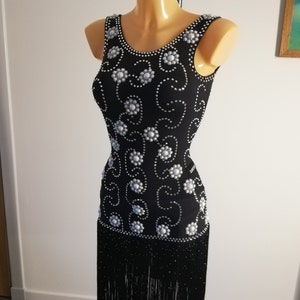 Black latin competition  handmade  dress .  UK size 6-8