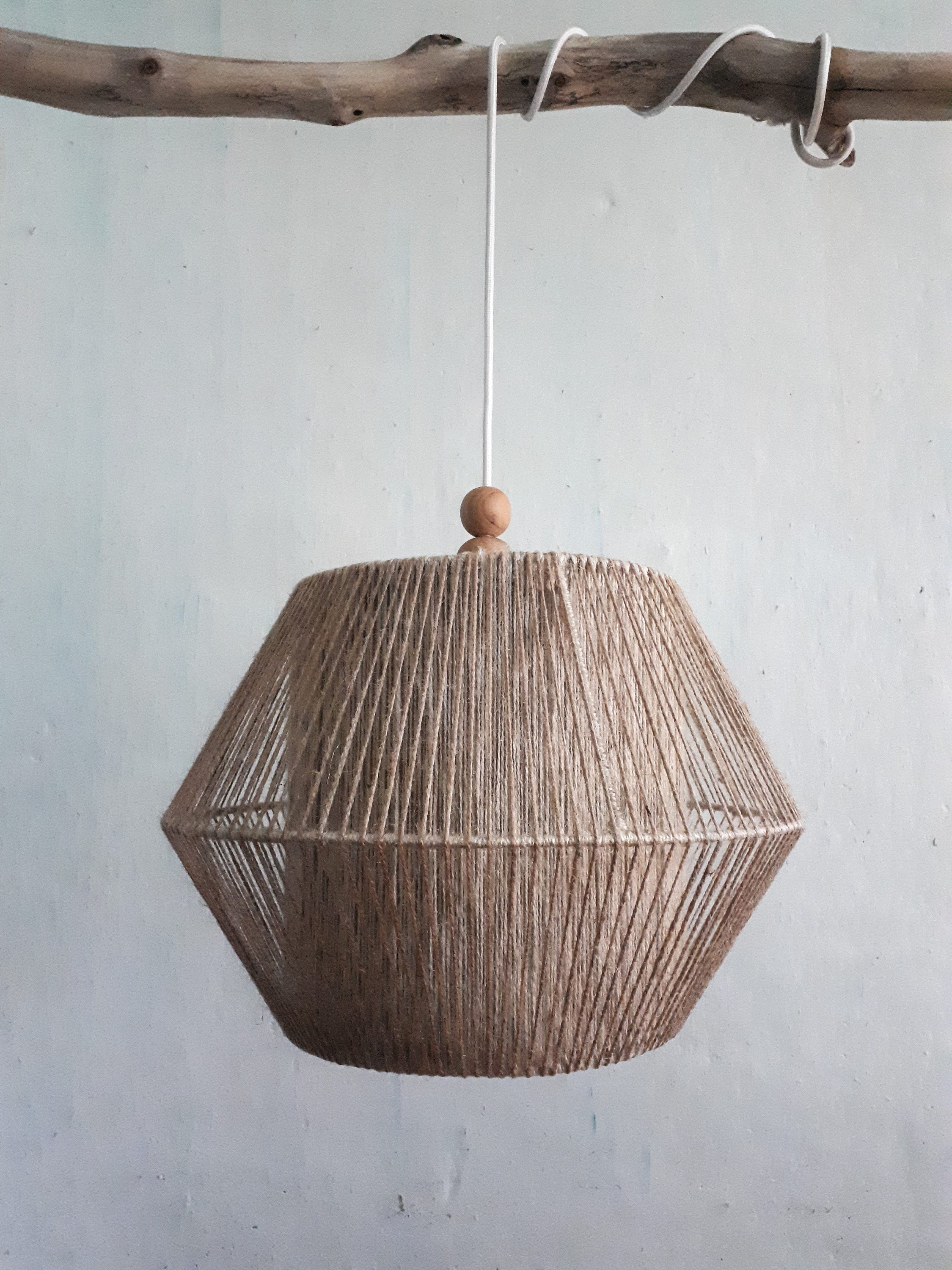 Jute Pendant Light With Wood Detais Decor Lighting Boho Kitchen E26 E27 10