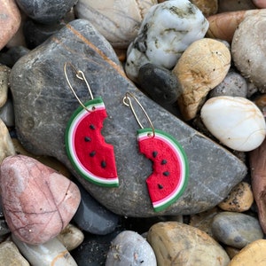 Watermelon earrings, Watermelon accessory, Polymer clay earrings, Handmade earrings, Handcrafted earrings, Unique personalized earrings image 4