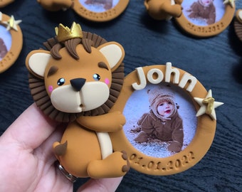 Personalized Baby favors, Lion Birthday Theme, Birthday favors, First Birthday Frame, 1 Peace Lion frame, Lion Baptism favors