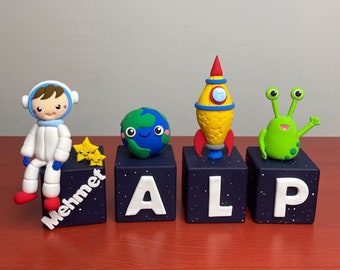 Personalized Name Blocks, Space Themed party decor, Space Theme Nursery decor, Space theme Baby Shower, Space Letter Blocks, Space Birthday