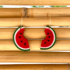 Watermelon earrings, Watermelon accessory, Polymer clay earrings, Handmade earrings, Handcrafted earrings, Unique personalized earrings image 2