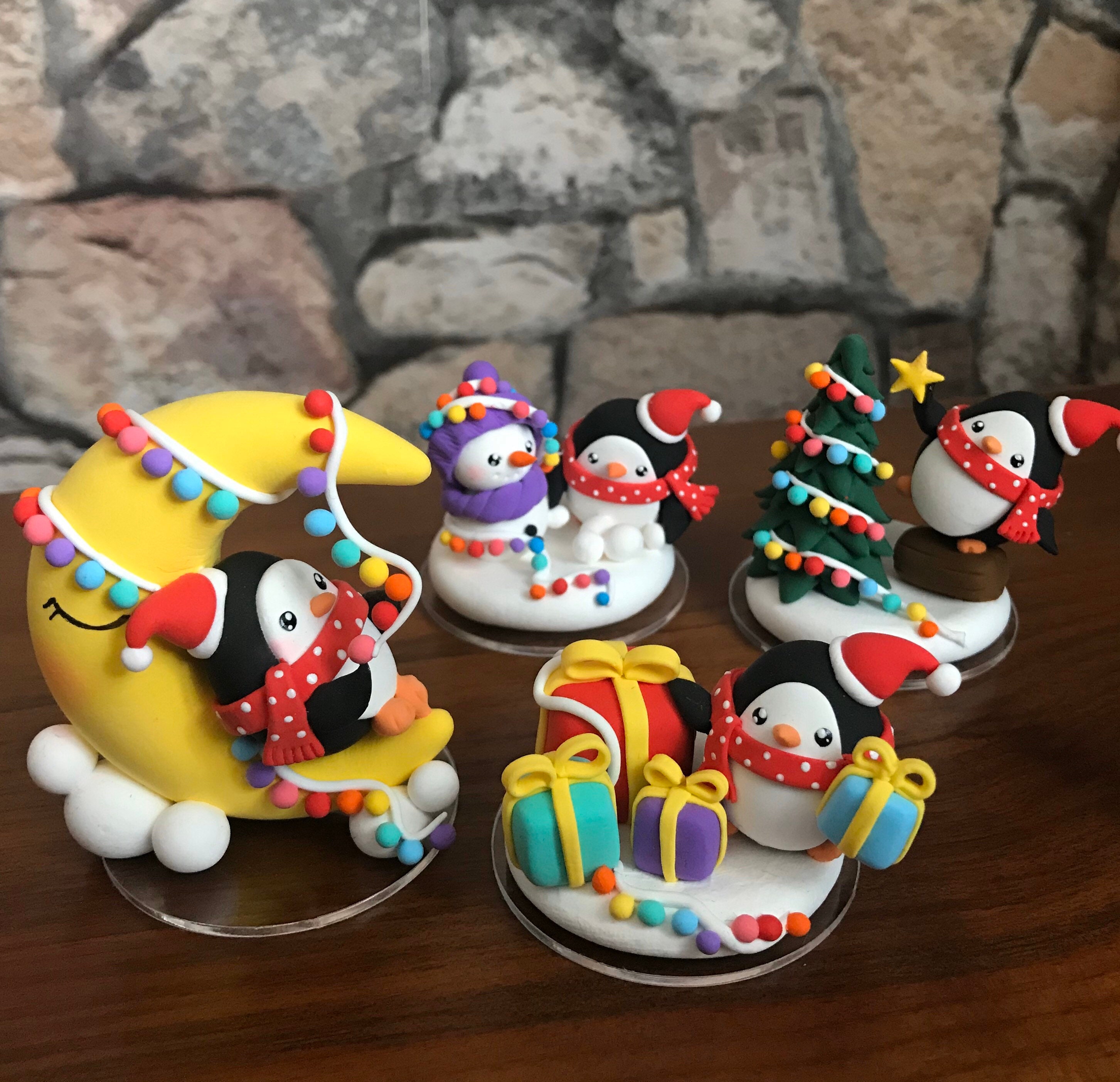 Penguin Christmas Cake Topper Penguin Decor Topper Christmas Etsy