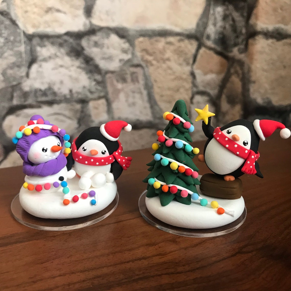 Penguin Christmas Cake Topper Penguin Decor Topper Christmas Etsy