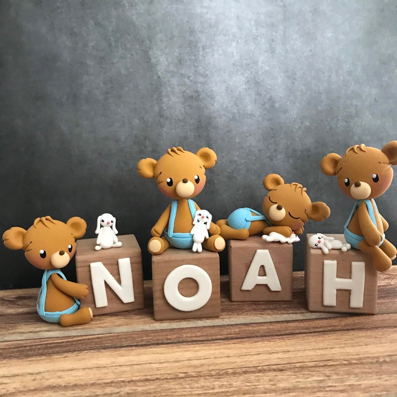 Newborn gift, Teddy Bear Nursery Decor, Teddy Bear Name Blocks, Personalized Name Block, Letter Blocks, Baby shower Table Decor, Baby blocks image 6