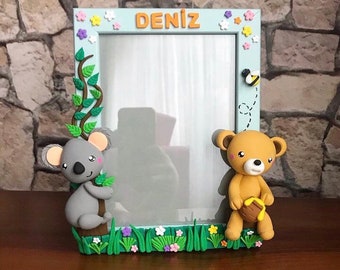 Personalized Photo Frame, Costomize Photo Frame, Teddy Bear photo frame, Koala photo frame, Birthday gift for kids, Nursery wall decor