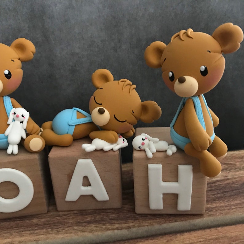 Newborn gift, Teddy Bear Nursery Decor, Teddy Bear Name Blocks, Personalized Name Block, Letter Blocks, Baby shower Table Decor, Baby blocks image 3