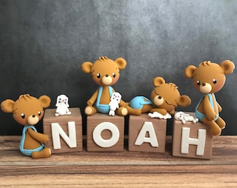 Newborn gift, Teddy Bear Nursery Decor, Teddy Bear Name Blocks, Personalized Name Block, Letter Blocks, Baby shower Table Decor, Baby blocks