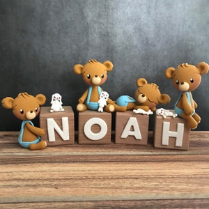 Newborn gift, Teddy Bear Nursery Decor, Teddy Bear Name Blocks, Personalized Name Block, Letter Blocks, Baby shower Table Decor, Baby blocks image 4