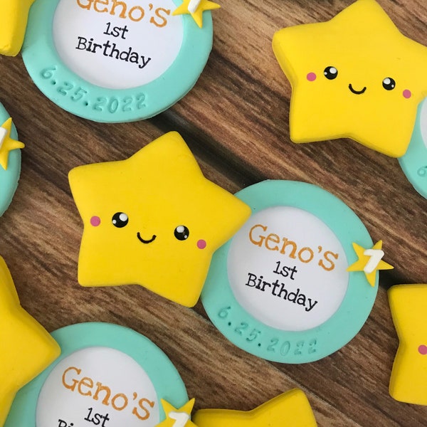 Personalized Birthday Favors, Star Magnet Favor, 1st Birthday Guest Gift, Firs Birthday Favor, Birthday Souvenir, Star Theme Birthday Party