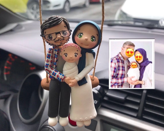 Rearview Mirror Ornament, Car Ornaments, Car Accessory ,look Like a Doll,  Personalized Car Hanging, Gift for Husband, Anniversary Gift 