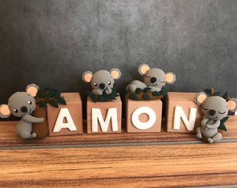 Personalized Name Blocks, Baby Blocks, Letter Blocks, Nursery decor, Babyroom decor, Koala Consept Party, Koala Birthday, Babyshower decor