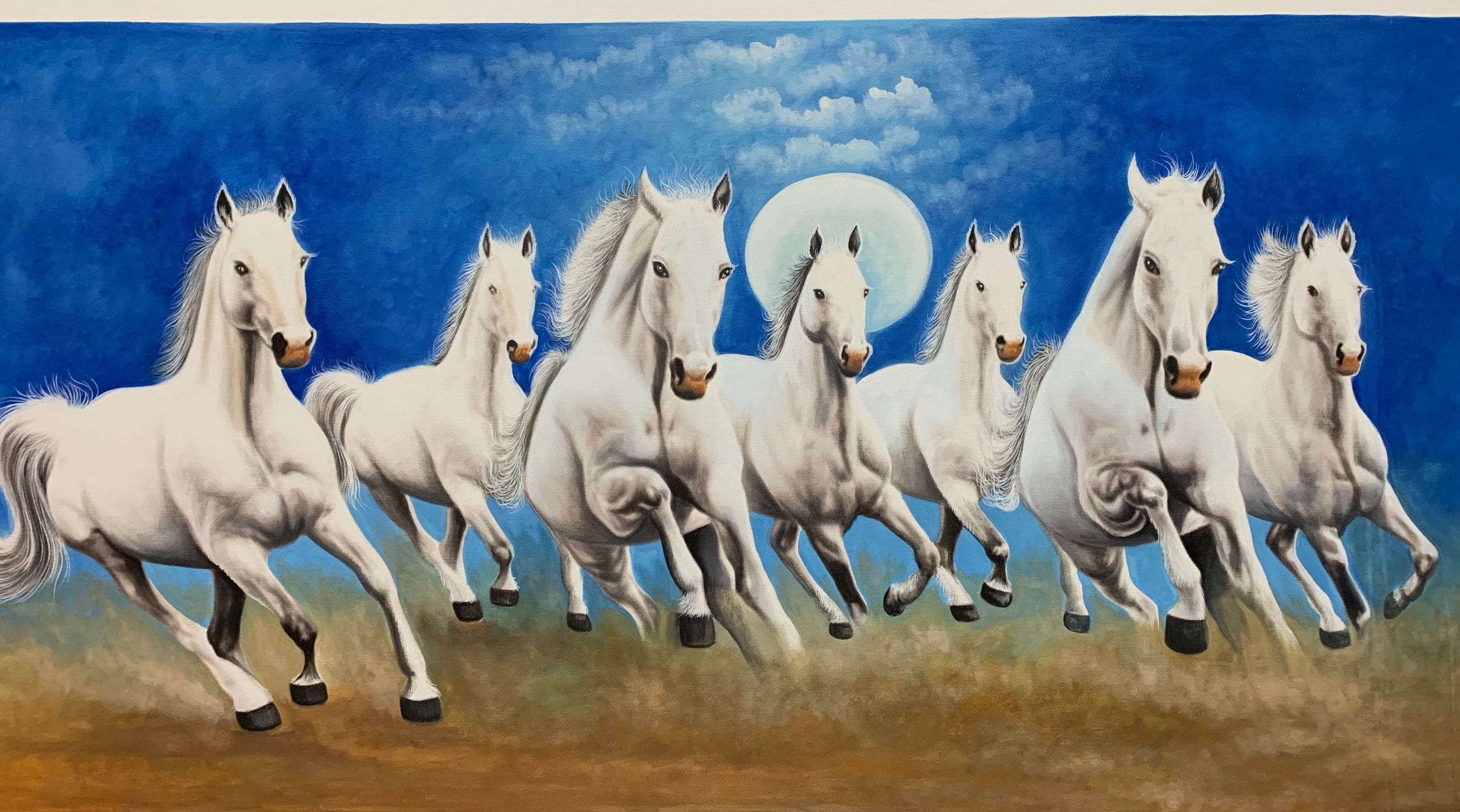 Seven Horses Canvas Painting As Per VASTU In Right Direction (With Frame) ubicaciondepersonas
