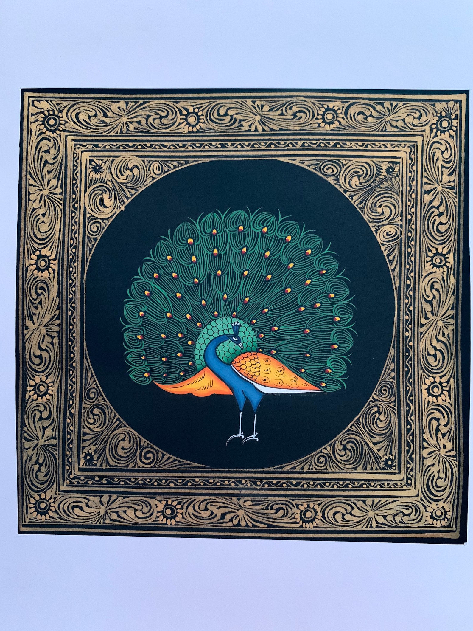 Peacock Miniature Silk Paintings Mughal Art Work in Size 6 by Etsy