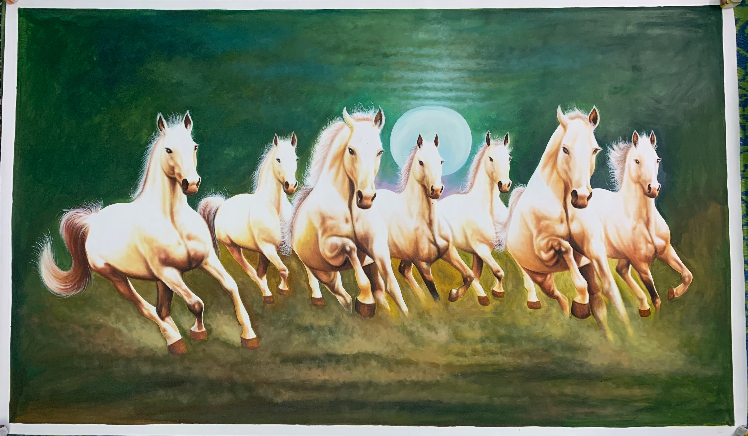 Seven Running Horses in Right Direction 100% Original Hand - Etsy Australia