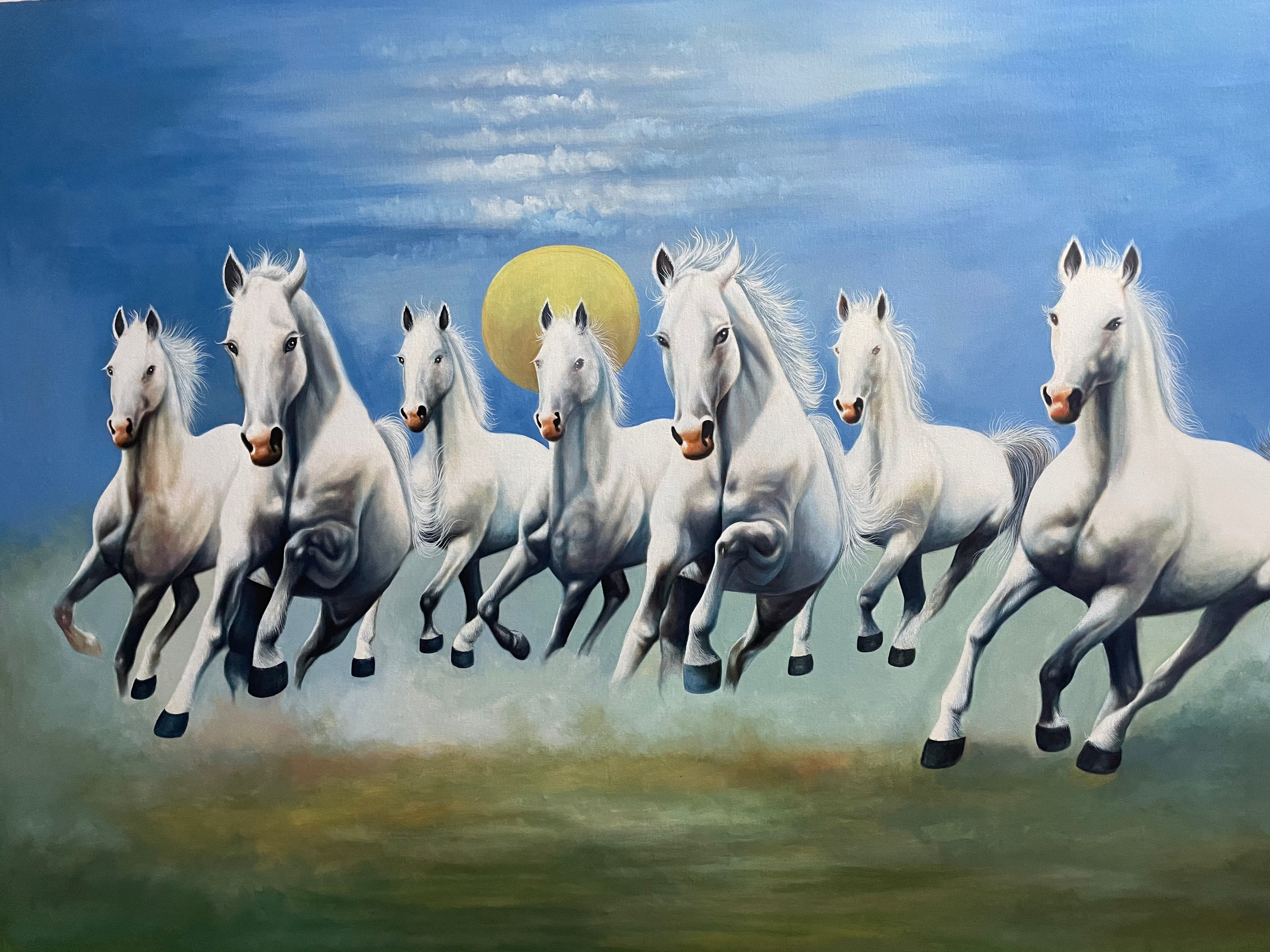 Seven Running Horses in Left Direction 100% Original Hand Made - Etsy Singapore Seven Running Horses in Left Direction 100% Original Hand Made - Etsy Singapore