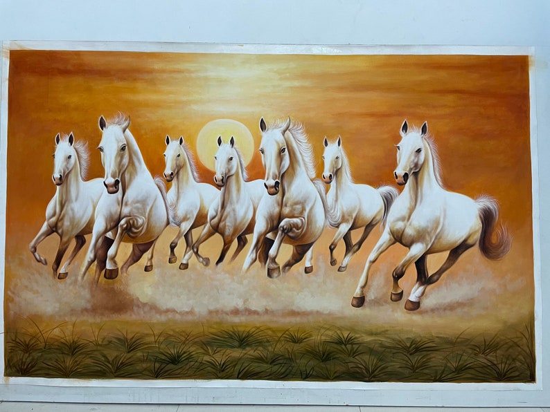 Hand Made Left Direction Seven Running Horses Painting on Etsy Canada