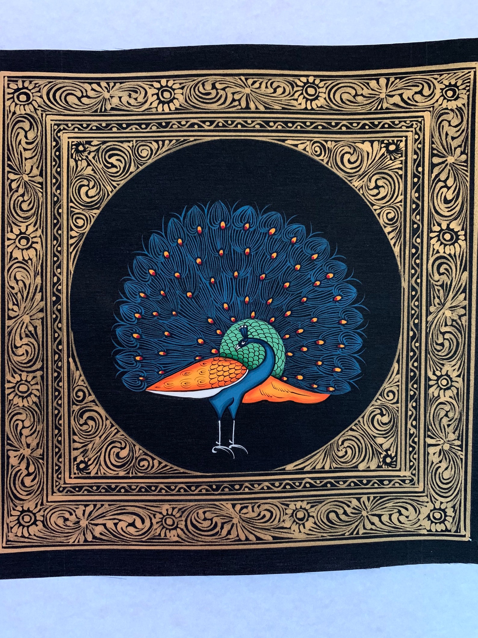 Peacock Miniature Silk Paintings Mughal Art Work in Size 6 by - Etsy