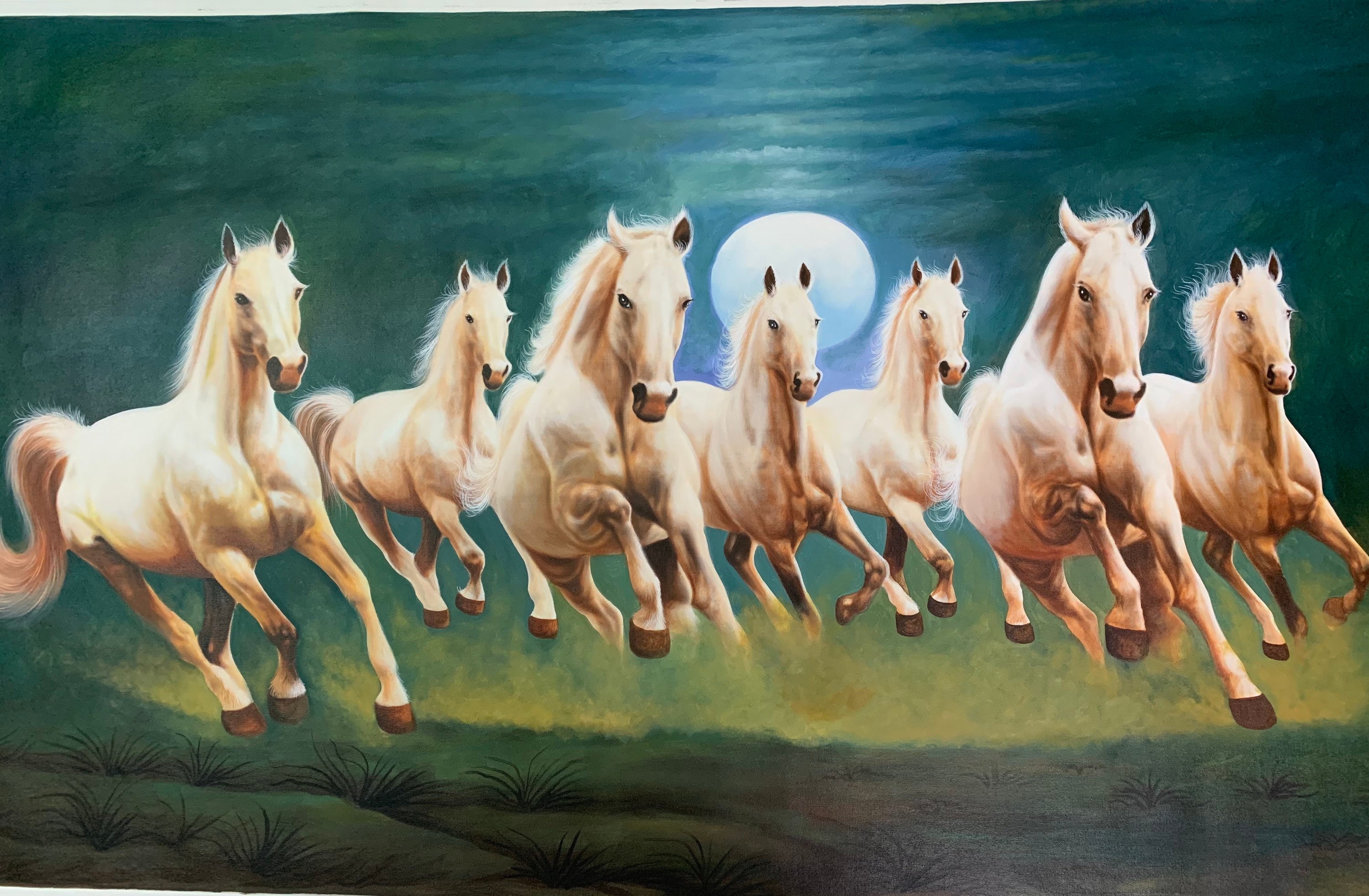 Seven Running Horses in Right Direction 100% Original Hand - Etsy Seven Running Horses in Right Direction 100% Original Hand - Etsy