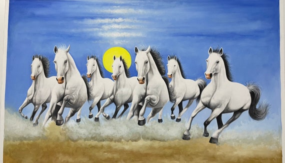 Seven Running Horses in Left Direction 100% Original Hand Made - Etsy Norway Seven Running Horses in Left Direction 100% Original Hand Made - Etsy Norway