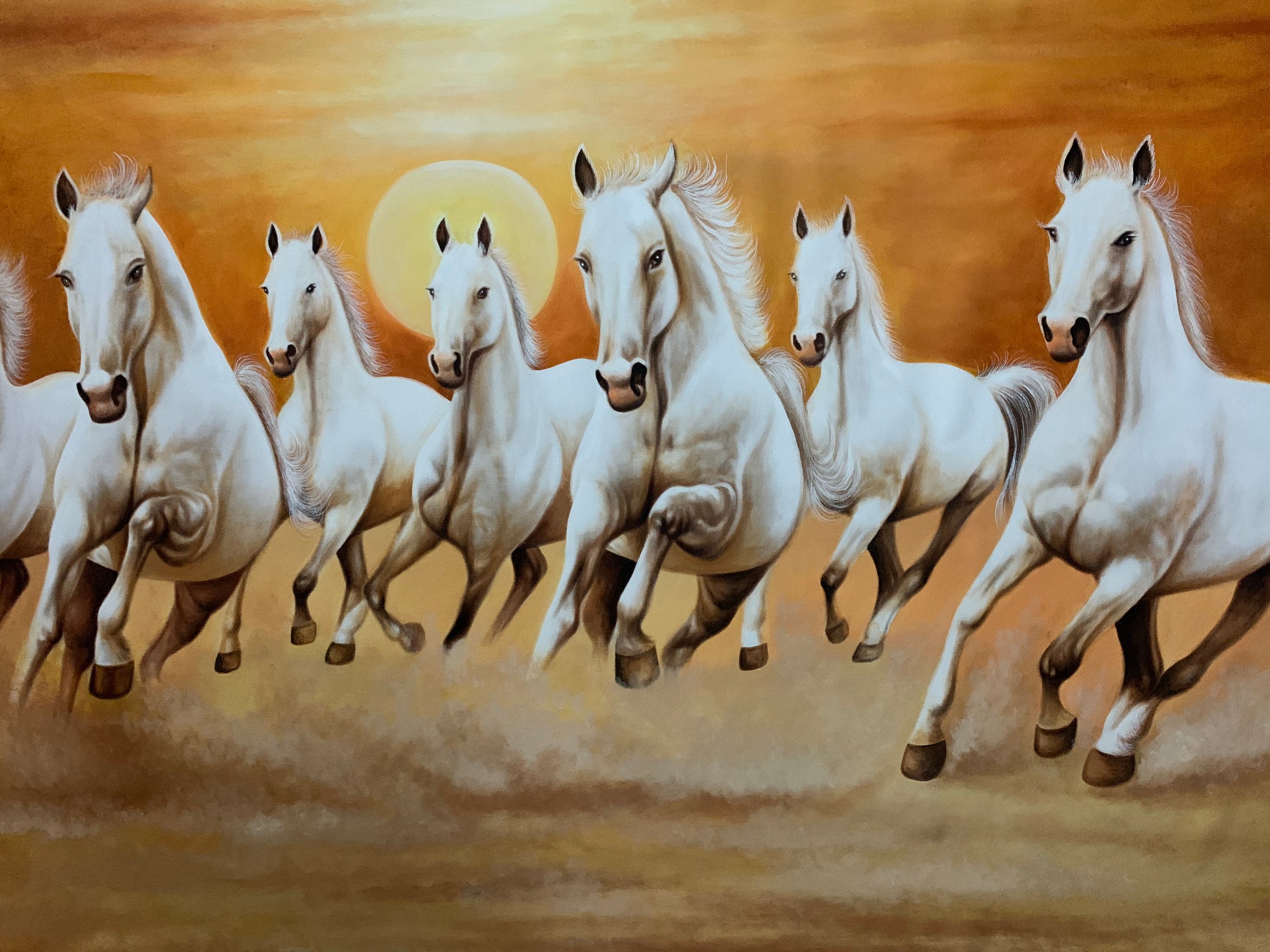 Seven Running Horses in Left Direction 100% Original Hand Made - Etsy Norway Seven Running Horses in Left Direction 100% Original Hand Made - Etsy Norway