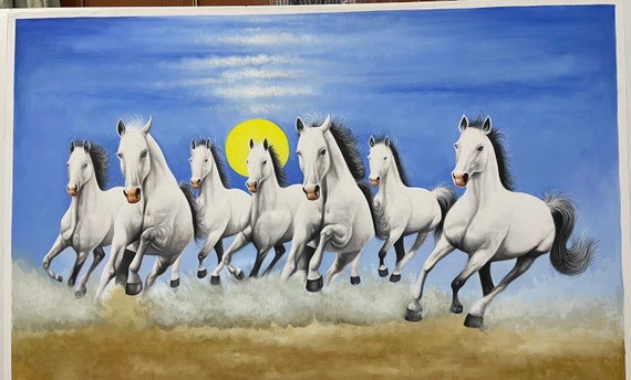 Seven Running Horses in Left Direction 100% Original Hand Made - Etsy New Zealand Seven Running Horses in Left Direction 100% Original Hand Made - Etsy New Zealand