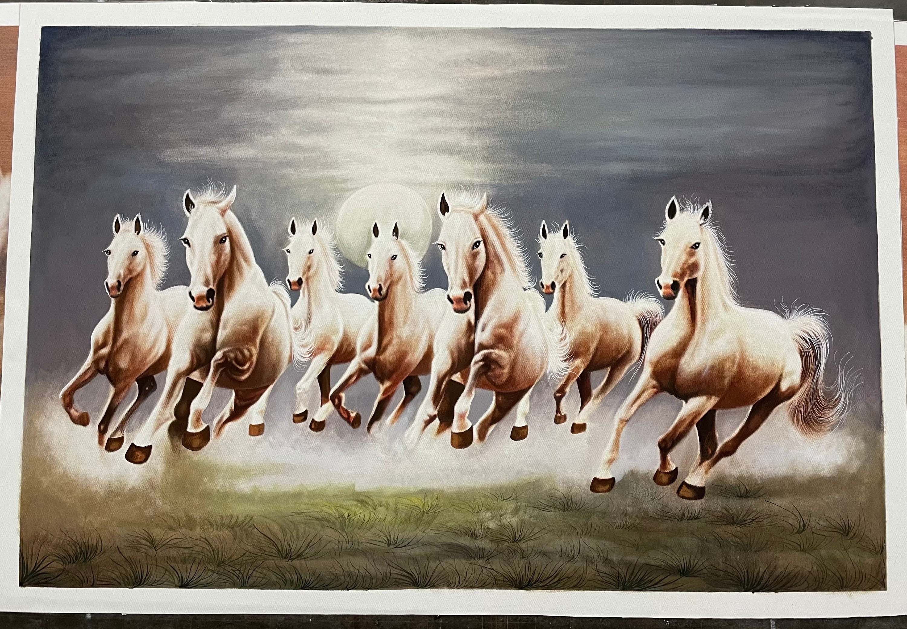 Seven Running Horses Very Unique Rare Hand Made Painting on Etsy UK