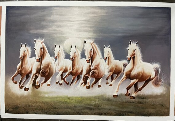 Seven Running Horses Very Unique Rare Hand Made Painting on - Etsy Singapore